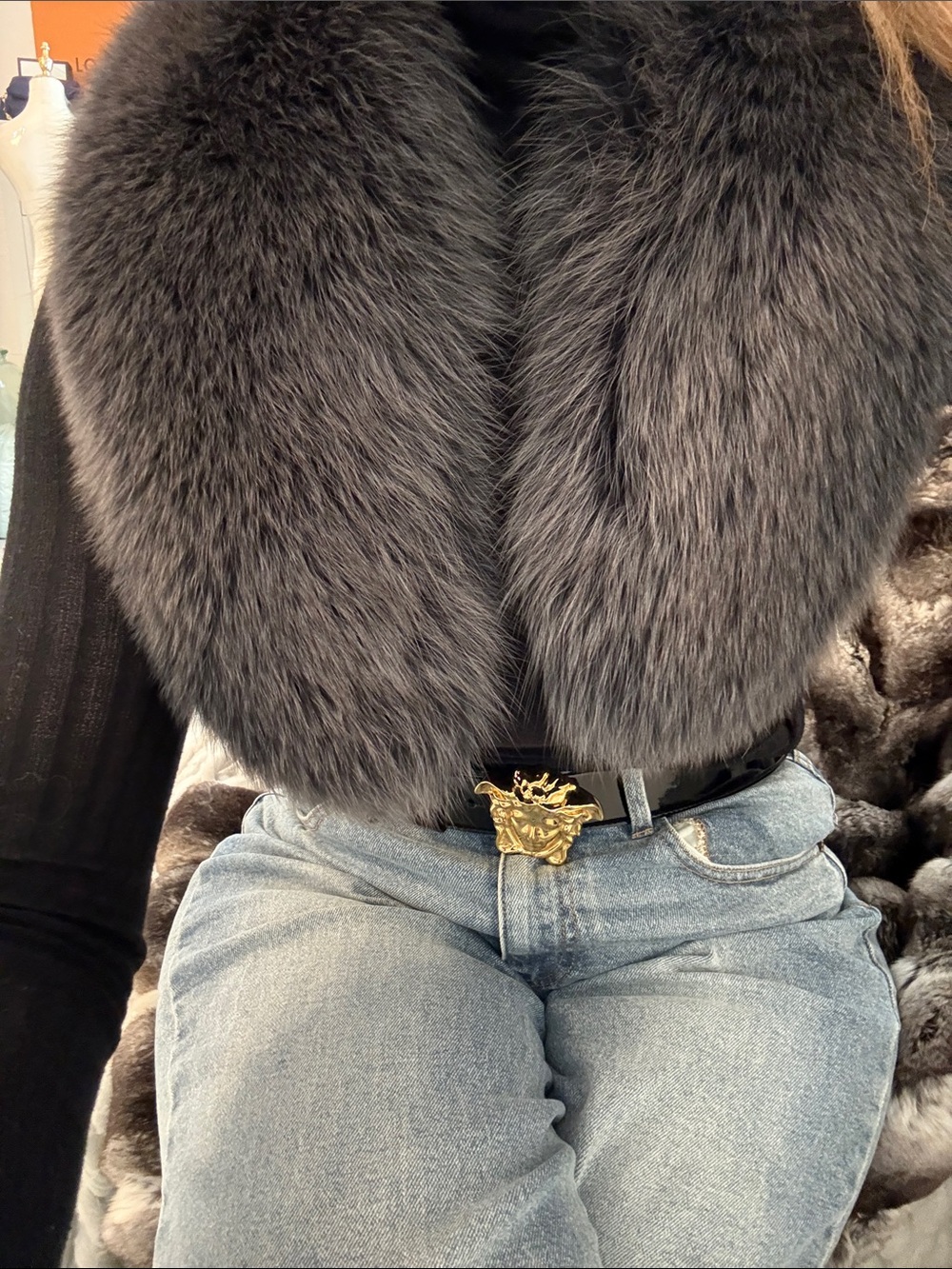 SAGA FOX FUR SCARF - clip on collar